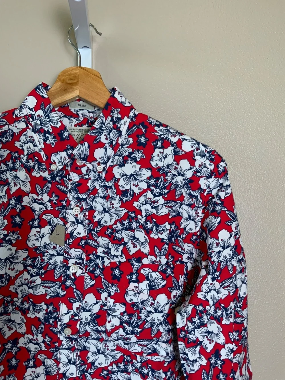 J. Crew Floral Slim Stretch Secret Wash Organic Cotton Button Down Shirt